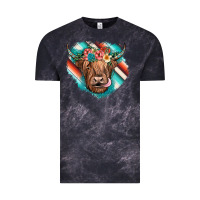 Cloud Black highland cow serape Vintage Tee - JahusDesignShop
