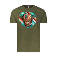 Vintage Olive highland cow serape Vintage Tee - JahusDesignShop