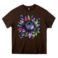 Chocolate Brown blueberry sunflower Heavy Core Tee - texasbilliewilder