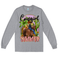 Heather Grey cowgirl summer Long Sleeve Tee - MaliasSmallBusiness