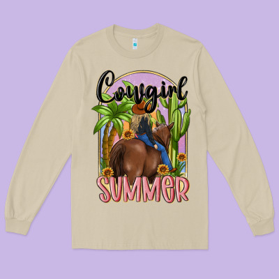 Cowgirl Summer Long Sleeve Tee Designed By Maliassmallbusiness