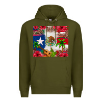 Army Green Mexican and Puerto Rico flag Premium Hoodie - texasbilliewilder