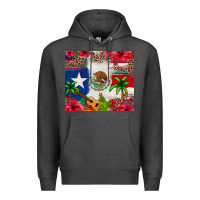 Charcoal Heather Mexican and Puerto Rico flag Premium Hoodie - texasbilliewilder