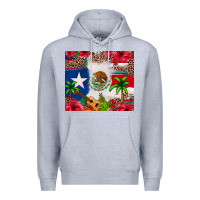 Heather Grey Mexican and Puerto Rico flag Premium Hoodie - texasbilliewilder
