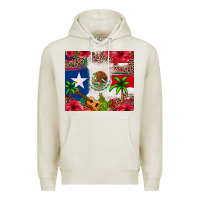 Oatmeal Heather Mexican and Puerto Rico flag Premium Hoodie - texasbilliewilder