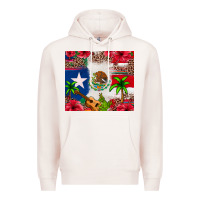 Pale Pink Mexican and Puerto Rico flag Premium Hoodie - texasbilliewilder