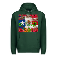 Sports Green Mexican and Puerto Rico flag Premium Hoodie - texasbilliewilder
