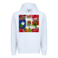 White Mexican and Puerto Rico flag Premium Hoodie - texasbilliewilder