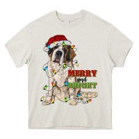 Cream merry and bright saint bernard Heavy Core Tee - RanaPortraitStore
