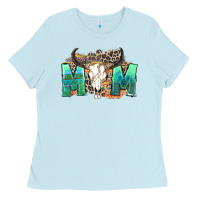 Baby Blue mom with bull skull Ladies Tee - Zillion Design Studio