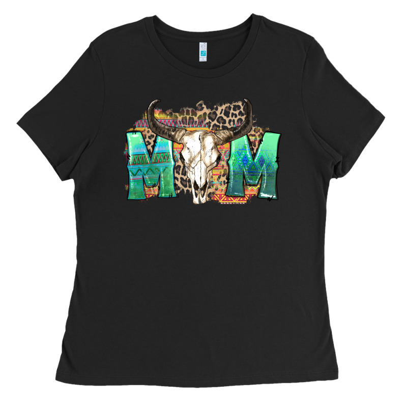 Mom With Bull Skull Ladies Tee by Zillion Design Studio | Teevron