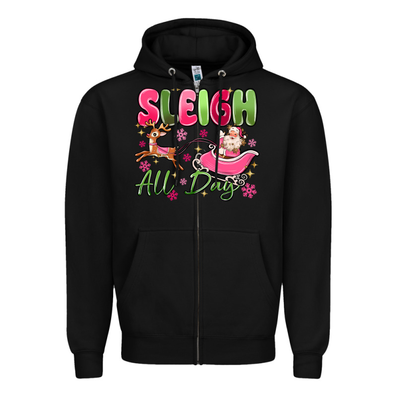 Sleigh All Day Zipper Hoodie by MaliasSmallBusiness | Teevron