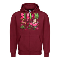 Burgundy sleigh all day Zipper Hoodie - MaliasSmallBusiness