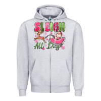 Heather Grey sleigh all day Zipper Hoodie - MaliasSmallBusiness