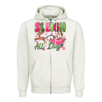 Oatmeal Heather sleigh all day Zipper Hoodie - MaliasSmallBusiness