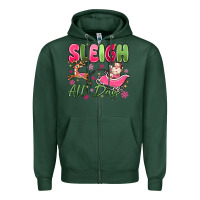 Sports Green sleigh all day Zipper Hoodie - MaliasSmallBusiness