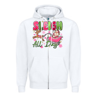 White sleigh all day Zipper Hoodie - MaliasSmallBusiness