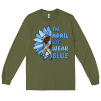 Army Green in april we wear blue Long Sleeve Tee - MaliasSmallBusiness