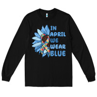Black in april we wear blue Long Sleeve Tee - MaliasSmallBusiness