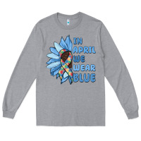 Heather Grey in april we wear blue Long Sleeve Tee - MaliasSmallBusiness