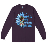 Plum in april we wear blue Long Sleeve Tee - MaliasSmallBusiness