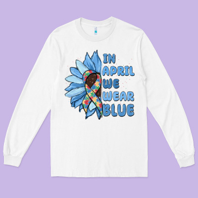 In April We Wear Blue Long Sleeve Tee Designed By Maliassmallbusiness
