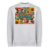 Heather Grey just a small town girl with gemstone sunflower serape and cowhide Heavyweight Sweatshirt - Artiststas