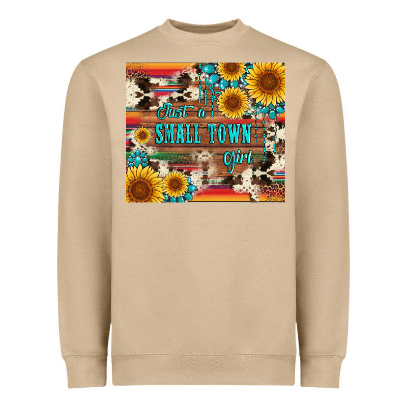 Just A Small Town Girl With Gemstone Sunflower Serape And Cowhide Heavyweight Sweatshirt by Artiststas | Teevron