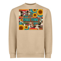 Mushroom just a small town girl with gemstone sunflower serape and cowhide Heavyweight Sweatshirt - Artiststas