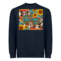 Navy just a small town girl with gemstone sunflower serape and cowhide Heavyweight Sweatshirt - Artiststas