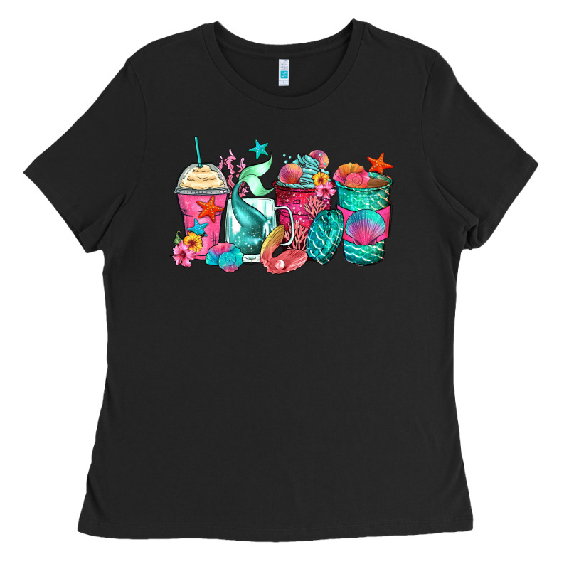 Mermaid Tail Coffee Cups Ladies Tee by Zillion Design Studio | Teevron