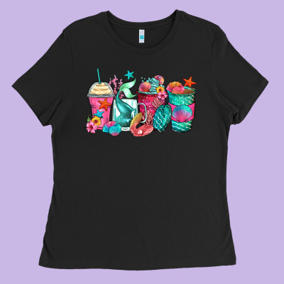 Mermaid Tail Coffee Cups Ladies Tee Designed By Zillion Design Studio