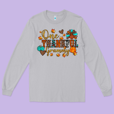 One Thankful Grammy Long Sleeve Tee Designed By Jahusdesignshop