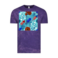 Cloud Purple patriotic fireworks and sunflower Vintage Tee - BundleAndBundleShop