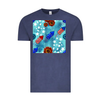 Vintage Denim patriotic fireworks and sunflower Vintage Tee - BundleAndBundleShop