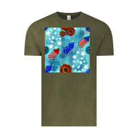 Vintage Olive patriotic fireworks and sunflower Vintage Tee - BundleAndBundleShop