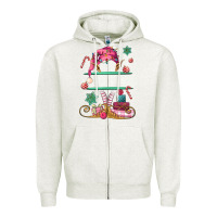 Oatmeal Heather pink elf costom name and preview Zipper Hoodie - MaliasSmallBusiness