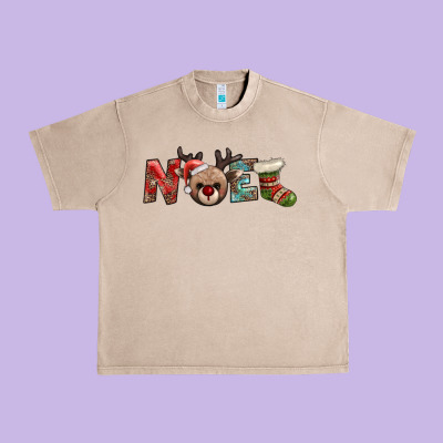 Noel With Sock And Reindeer Urban Heavy Tee Designed By Adodesignshop