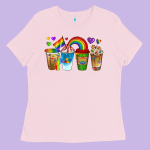 Lgbtq Coffee Drinks Ladies Tee Designed By Texasbilliewilder