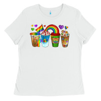 White lgbtq coffee drinks Ladies Tee - texasbilliewilder