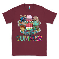 Burgundy Hello Summer Classic Tee - CowhideDigitalArt