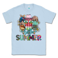 Dusty Blue Hello Summer Classic Tee - CowhideDigitalArt