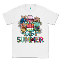 White Hello Summer Classic Tee - CowhideDigitalArt
