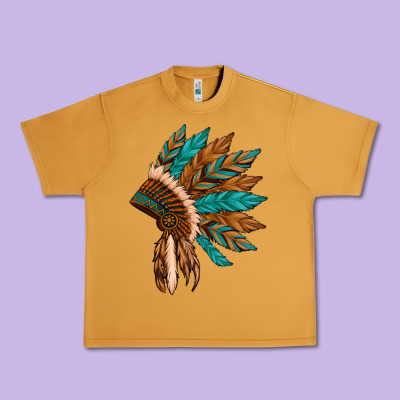 Native American Indian Headdress Urban Heavy Tee Designed By Artiststas