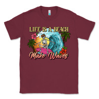 Burgundy Life is a beach make waves skeleton Classic Tee - NancyCooperArtShop