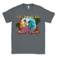 Charcoal Heather Life is a beach make waves skeleton Classic Tee - NancyCooperArtShop