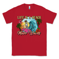 Red Life is a beach make waves skeleton Classic Tee - NancyCooperArtShop