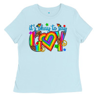 Baby Blue its okay to say gay Ladies Tee - texasbilliewilder