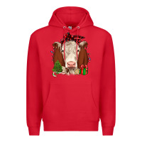Red Christmas Hereford Premium Hoodie - JahusDesignShop
