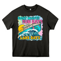 Asphalt boat waves sun rays lake days Heavy Core Tee - texasbilliewilder